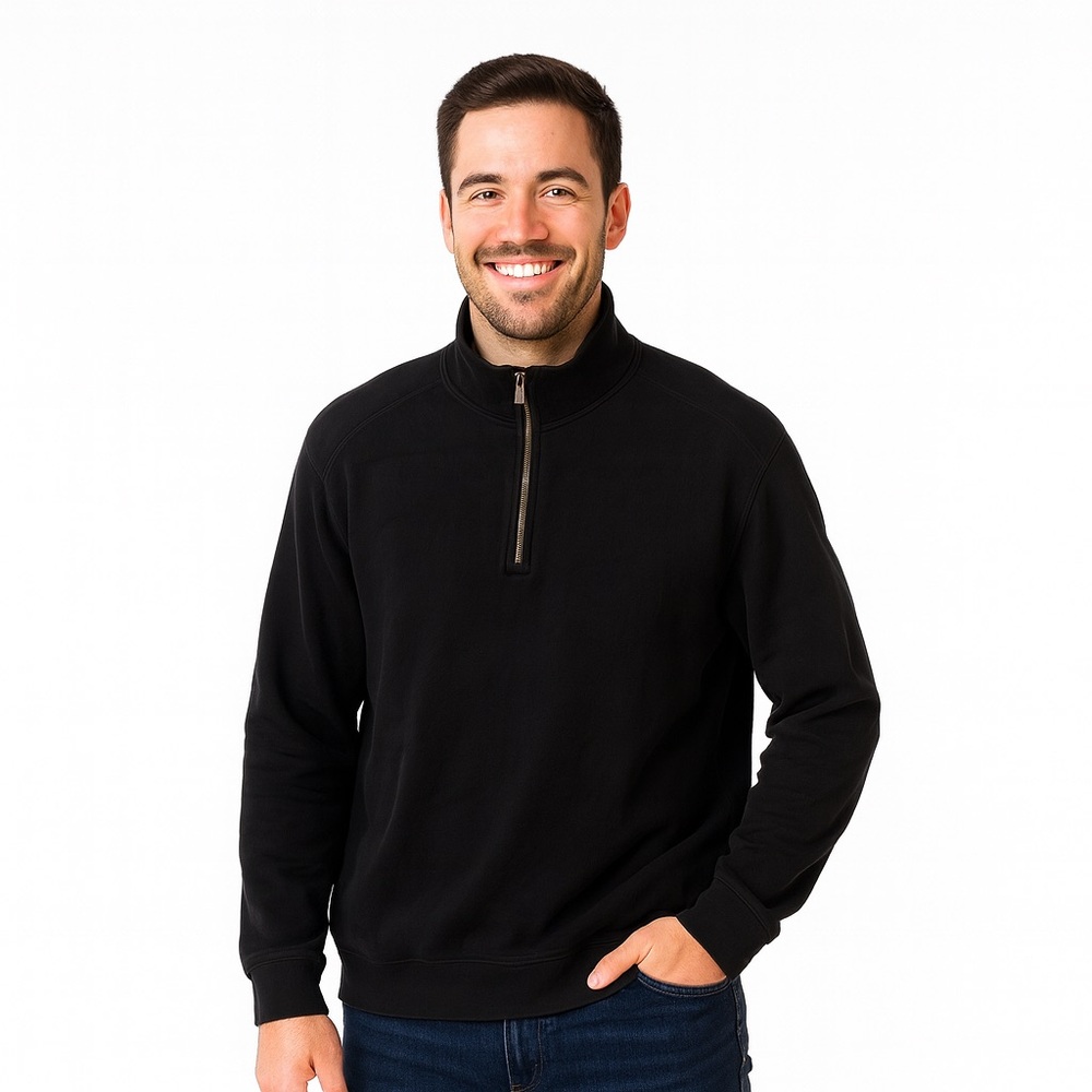 Tommy Bahama Black Brown Reversible 1/4 Zip Pullover Sweater Size Large